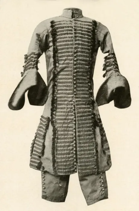 Framed Print : Coat and breeches of silk trimmed with fancy braid, c1680, (1937). Creator: Unknown Framed Print : Coat and breeches of silk trimmed with fancy braid, c1680, (1937). Creator: Unknown