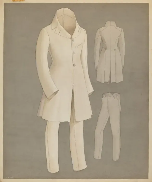 Framed Print : Coat and Trousers, c. 1937. Creator: Creighton Kay-Scott Framed Print : Coat and Trousers, c. 1937. Creator: Creighton Kay-Scott