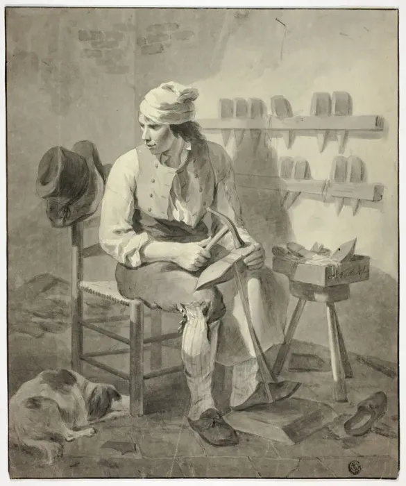 Framed Print : The Cobbler, 19th century. Creators: Unknown, A. Faslin[k]
