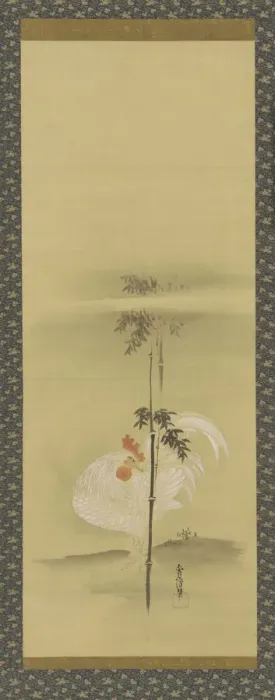 Framed Print : Cock and bamboo, Edo period, mid 17th-early 18th century. Creator: Kano Yoboku Tsunenobu Framed Print : Cock and bamboo, Edo period, mid 17th-early 18th century. Creator: Kano Yoboku Tsunenobu