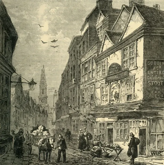 Framed Print : The Cock and Magpie, Drury Lane, (1881). Creator: Unknown Framed Print : The Cock and Magpie, Drury Lane, (1881). Creator: Unknown