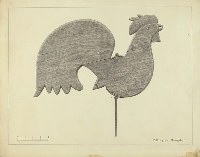 Framed Print : Cock Weather Vane, c. 1936. Creator: Rollington Campbell Framed Print : Cock Weather Vane, c. 1936. Creator: Rollington Campbell