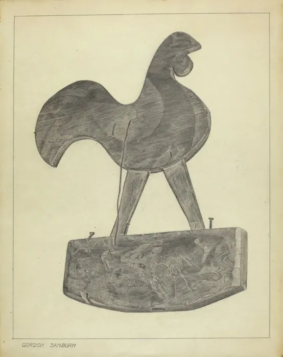 Framed Print : Cock Weather Vane, c. 1937. Creator: Gordon Sanborn Framed Print : Cock Weather Vane, c. 1937. Creator: Gordon Sanborn