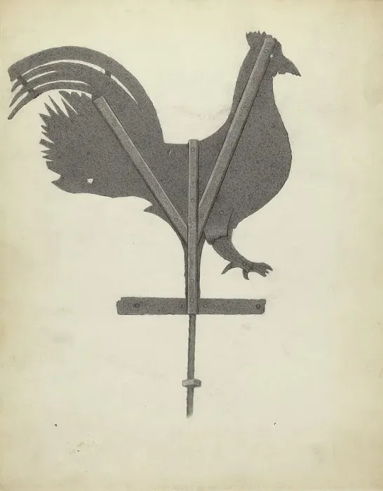 Framed Print : Cock Weather Vane, c. 1939. Creator: Joseph Stonefield