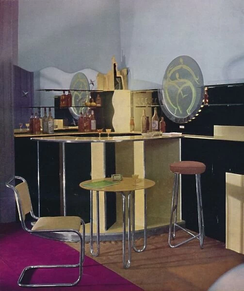 A cocktail bar by the British Vitrolite Company of London, designed by Kenneth Cheesman, 1935