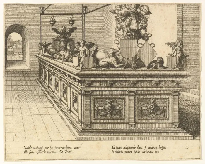Framed Print : Cœnotaphiorum (16), 1563. Creators: Johannes van Doetecum I, Lucas van Doetecum Framed Print : Cœnotaphiorum (16), 1563. Creators: Johannes van Doetecum I, Lucas van Doetecum