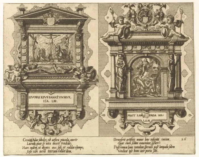 Framed Print : Cœnotaphiorum (26), 1563. Creators: Johannes van Doetecum I, Lucas van Doetecum Framed Print : Cœnotaphiorum (26), 1563. Creators: Johannes van Doetecum I, Lucas van Doetecum