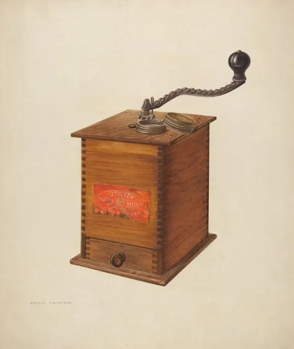 Framed Print : Coffee Grinder, c. 1940. Creator: Archie Thompson Framed Print : Coffee Grinder, c. 1940. Creator: Archie Thompson