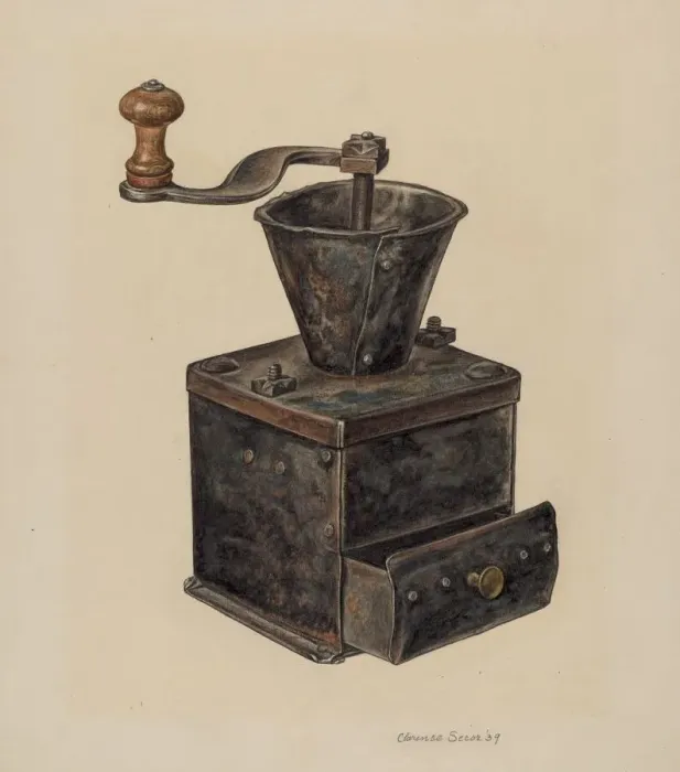 Framed Print : Coffee Mill, 1939. Creator: Clarence Secor Framed Print : Coffee Mill, 1939. Creator: Clarence Secor