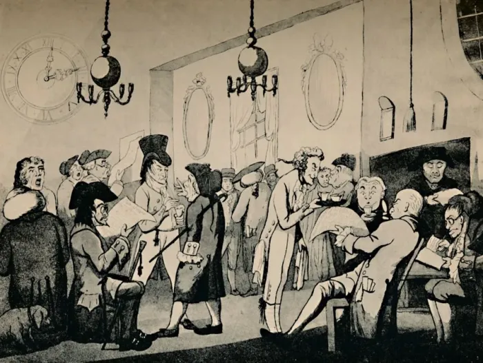 Framed Print : The Coffee Room at Lloyds, 1798, (1928) Framed Print : The Coffee Room at Lloyds, 1798, (1928)