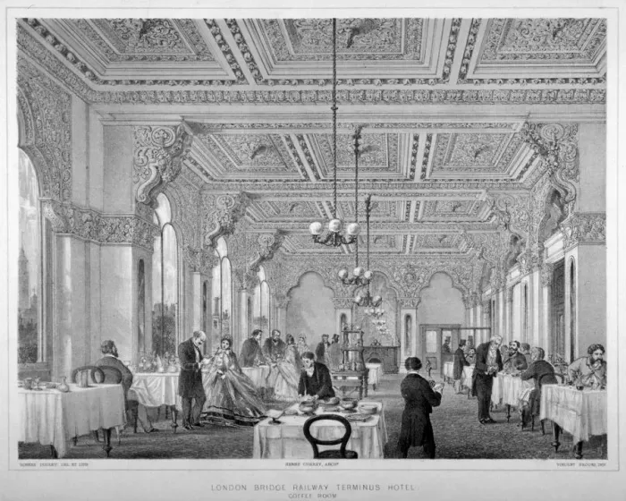 Framed Print : The coffee room in the London Bridge Railway Terminus Hotel, Bermondsey, London, 1860 Framed Print : The coffee room in the London Bridge Railway Terminus Hotel, Bermondsey, London, 1860