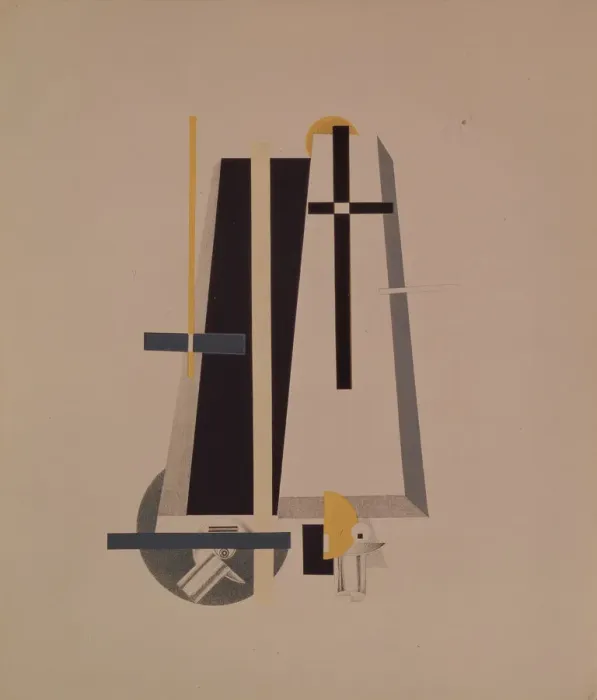 Framed Print : Coffin-makers. Figurine for the opera Victory over the sun by A. Kruchenykh, 1920-1921. Artist: Lissitzky, El (1890-1941)