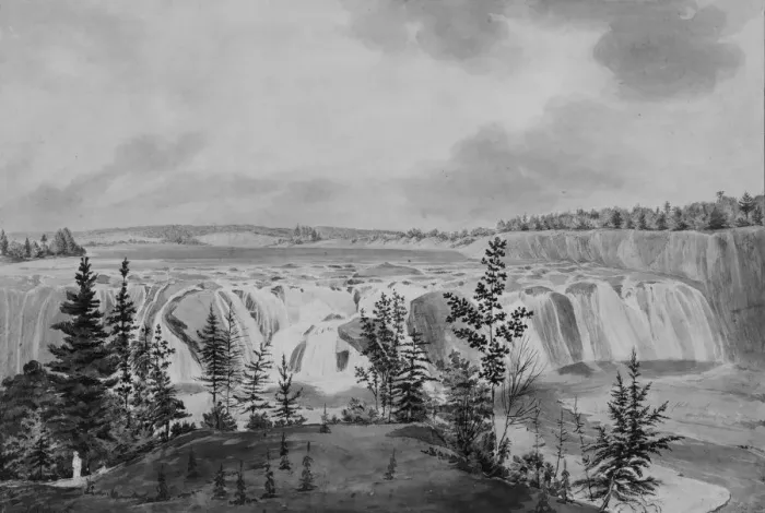 Framed Print : Cohoes Falls on Mohawk River, New York. Creator: John Rubens Smith Framed Print : Cohoes Falls on Mohawk River, New York. Creator: John Rubens Smith