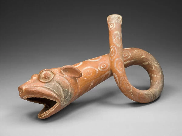 Coiled Trumpet in the Form of a Snarling Feline Face, 100 B. C.  /  A. D. 500. Creator: Unknown