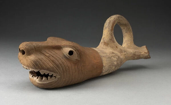 Coiled Trumpet in the Form of a Wrinkled Animal Face, 100 B. C.  /  A. D. 500. Creator: Unknown