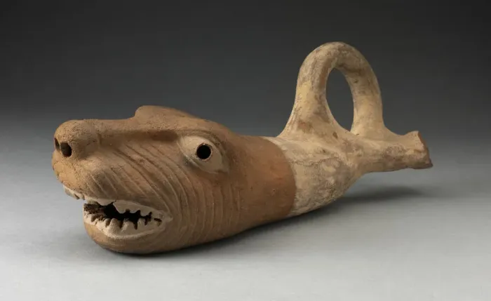 Framed Print : Coiled Trumpet in the Form of a Wrinkled Animal Face, 100 B. C. / A. D. 500. Creator: Unknown Framed Print : Coiled Trumpet in the Form of a Wrinkled Animal Face, 100 B. C. / A. D. 500. Creator: Unknown