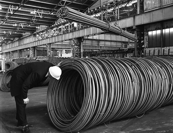 Coils and hexagonal bars at the Park Gate Iron & Steel Co, Rotherham, South Yorkshire, 1964