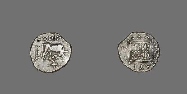 Coin Depicting Cow Suckling Calf, 229-100 BCE. Creator: Unknown