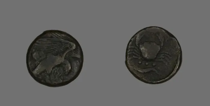 Framed Print : Coin Depicting an Eagle, about 472  /  406 BCE. Creator: Unknown