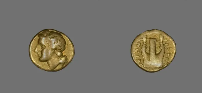 Framed Print : Coin Depicting the God Apollo, about 357-353 BCE. Creator: Unknown Framed Print : Coin Depicting the God Apollo, about 357-353 BCE. Creator: Unknown