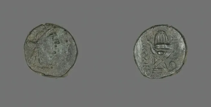 Framed Print : Coin Depicting the God Apollo, (75-50 BC ?). Creator: Unknown Framed Print : Coin Depicting the God Apollo, (75-50 BC ?). Creator: Unknown