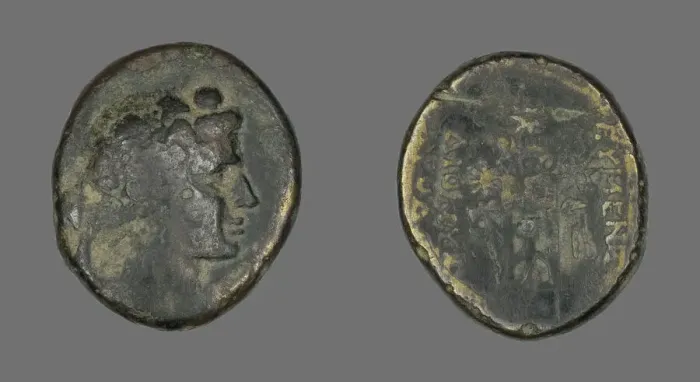 Framed Print : Coin Depicting the God Dionysos, about 133 BCE. Creator: Unknown Framed Print : Coin Depicting the God Dionysos, about 133 BCE. Creator: Unknown