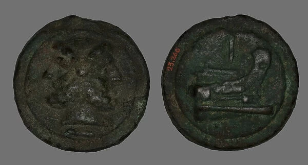 As (Coin) Depicting the God Janus, 225-217 BCE. Creator: Unknown