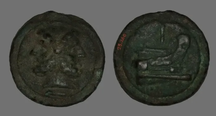 Framed Print : As (Coin) Depicting the God Janus, 225-217 BCE. Creator: Unknown Framed Print : As (Coin) Depicting the God Janus, 225-217 BCE. Creator: Unknown