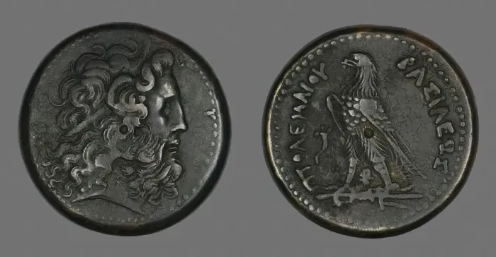 Framed Print : Coin Depicting the God Zeus, 247-222 BCE, issued by Ptolemy III. Creator: Unknown Framed Print : Coin Depicting the God Zeus, 247-222 BCE, issued by Ptolemy III. Creator: Unknown