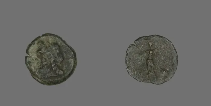 Framed Print : Coin Depicting the God Zeus (?), about 400 BCE or earlier. Creator: Unknown Framed Print : Coin Depicting the God Zeus (?), about 400 BCE or earlier. Creator: Unknown
