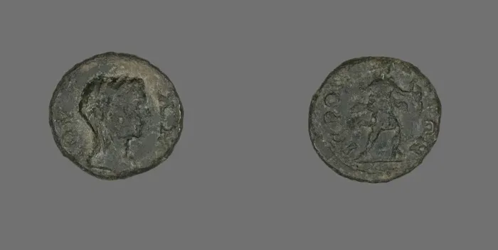 Framed Print : Coin Depicting a Head, about 161-?. Creator: Unknown Framed Print : Coin Depicting a Head, about 161-?. Creator: Unknown