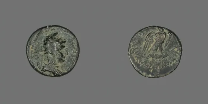 Framed Print : Coin Depicting the Head of a Man, 27 BCE-14 CE. Creator: Unknown Framed Print : Coin Depicting the Head of a Man, 27 BCE-14 CE. Creator: Unknown