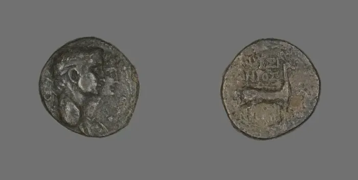 Framed Print : Coin Depicting Jugate Heads of Emperor Claudius and Agrippina, AD 41 / 54. Creator: Unknown Framed Print : Coin Depicting Jugate Heads of Emperor Claudius and Agrippina, AD 41 / 54. Creator: Unknown
