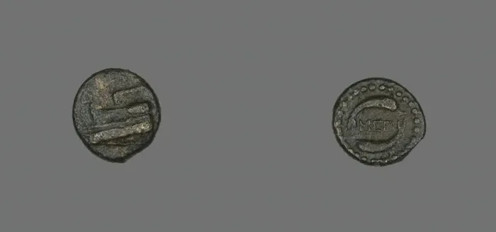 Framed Print : Coin Depicting a Ships Prow, after 307-243 BCE. Creator: Unknown Framed Print : Coin Depicting a Ships Prow, after 307-243 BCE. Creator: Unknown