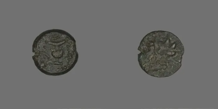 Framed Print : Coin Depicting a Vase, 67-68. Creator: Unknown Framed Print : Coin Depicting a Vase, 67-68. Creator: Unknown