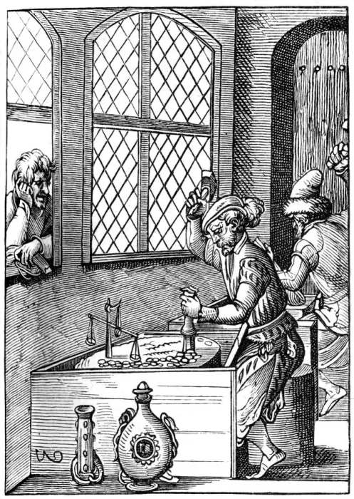 Framed Print : Coin maker, 16th century (1849). Artist: Jost Amman