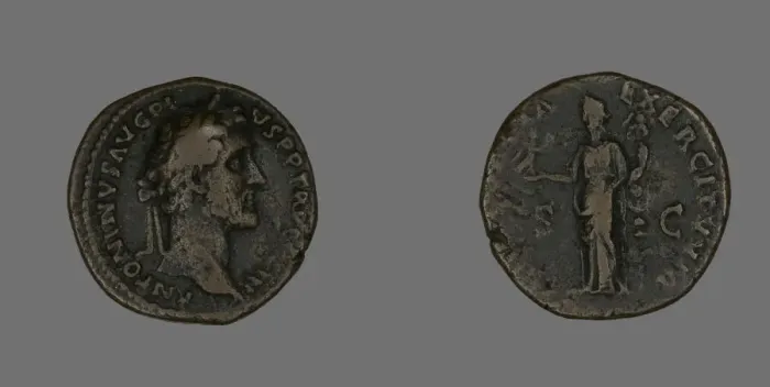 Framed Print : As (Coin) Portraying Emperor Antoninus Pius, 140-144. Creator: Unknown Framed Print : As (Coin) Portraying Emperor Antoninus Pius, 140-144. Creator: Unknown