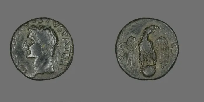 Framed Print : As (Coin) Portraying Emperor Augustus, 34-37. Creator: Unknown Framed Print : As (Coin) Portraying Emperor Augustus, 34-37. Creator: Unknown