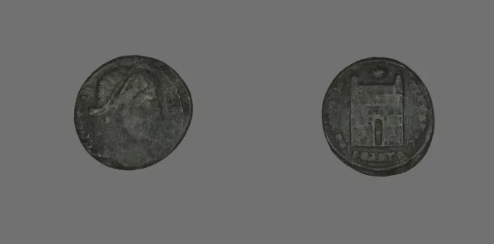Framed Print : Coin Portraying Emperor Constantine, 272-337, probably 327-329. Creator: Unknown Framed Print : Coin Portraying Emperor Constantine, 272-337, probably 327-329. Creator: Unknown