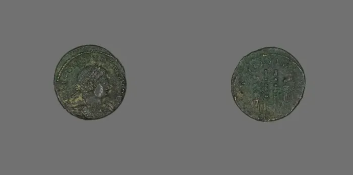 Framed Print : Coin Portraying Emperor Constantine II, 324-337. Creator: Unknown