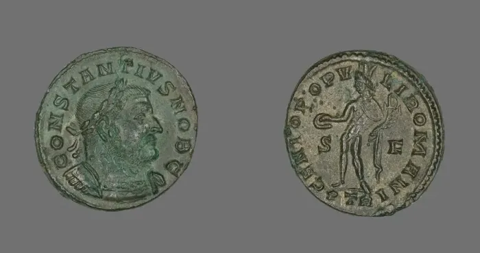 Framed Print : Coin Portraying Emperor Constantius I, 303-305. Creator: Unknown Framed Print : Coin Portraying Emperor Constantius I, 303-305. Creator: Unknown