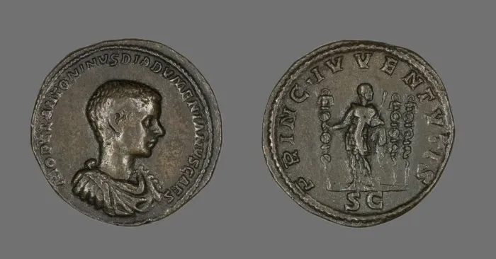 Framed Print : Coin Portraying Emperor Diadumenian, 208-217. Creator: Unknown