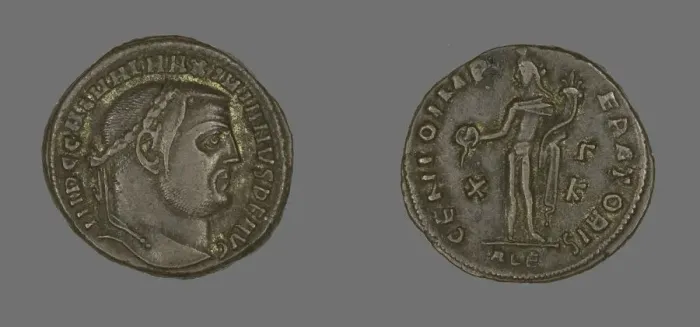 Framed Print : As (Coin) Portraying Emperor Galerius, 308-310. Creator: Unknown Framed Print : As (Coin) Portraying Emperor Galerius, 308-310. Creator: Unknown