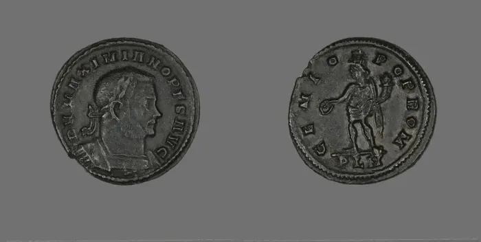 Framed Print : Coin Portraying Emperor Galerius Maximianus, (305 ?). Creator: Unknown Framed Print : Coin Portraying Emperor Galerius Maximianus, (305 ?). Creator: Unknown