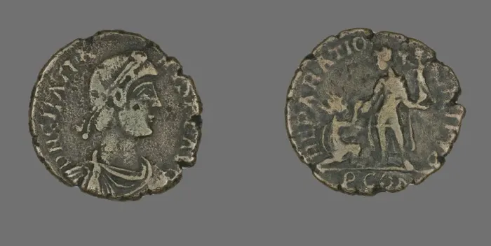 Framed Print : Coin Portraying Emperor Gratian, 367-383. Creator: Unknown Framed Print : Coin Portraying Emperor Gratian, 367-383. Creator: Unknown