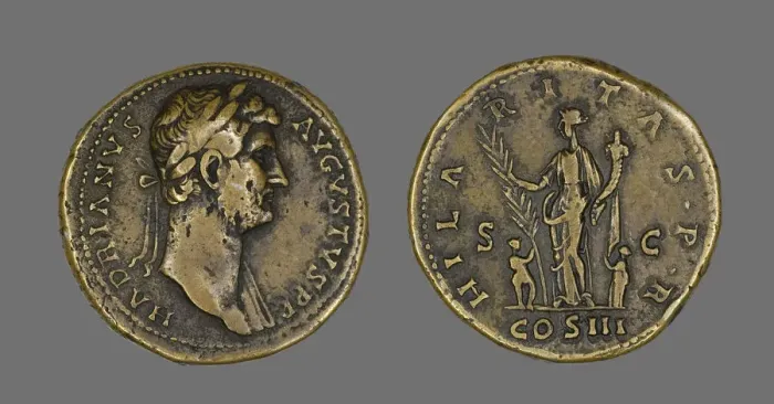 Framed Print : Coin Portraying Emperor Hadrian, 117-138. Creator: Unknown Framed Print : Coin Portraying Emperor Hadrian, 117-138. Creator: Unknown