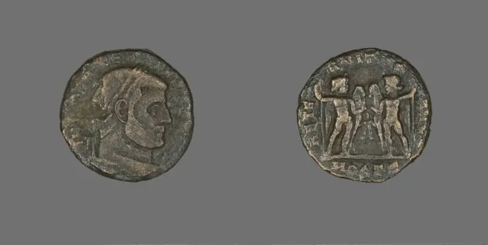 Framed Print : Coin Portraying Emperor Maxentius, 306-312. Creator: Unknown