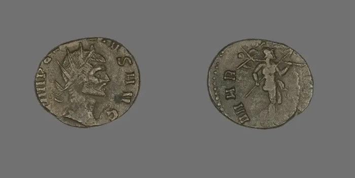 Framed Print : Coin Portraying an Emperor, mid-3rd century. Creator: Unknown Framed Print : Coin Portraying an Emperor, mid-3rd century. Creator: Unknown