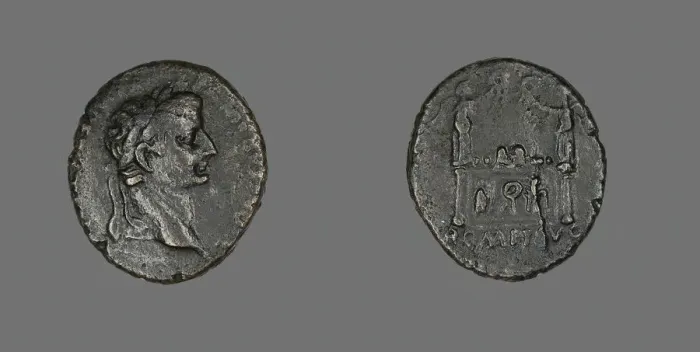 Framed Print : Coin Portraying Emperor Tiberius, c. 14 CE. Creator: Unknown Framed Print : Coin Portraying Emperor Tiberius, c. 14 CE. Creator: Unknown
