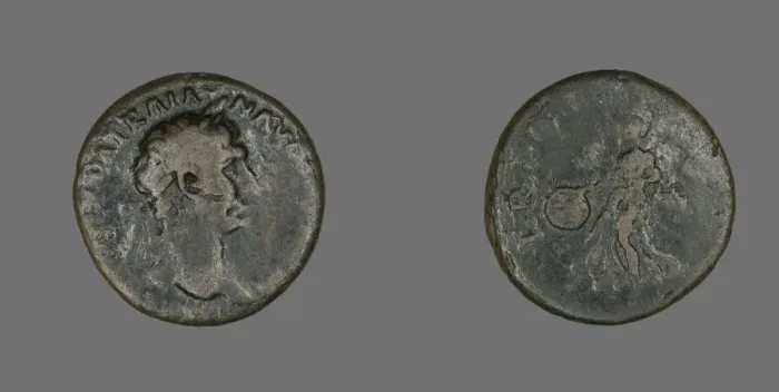 Framed Print : As (Coin) Portraying Emperor Trajan, 98-100. Creator: Unknown Framed Print : As (Coin) Portraying Emperor Trajan, 98-100. Creator: Unknown